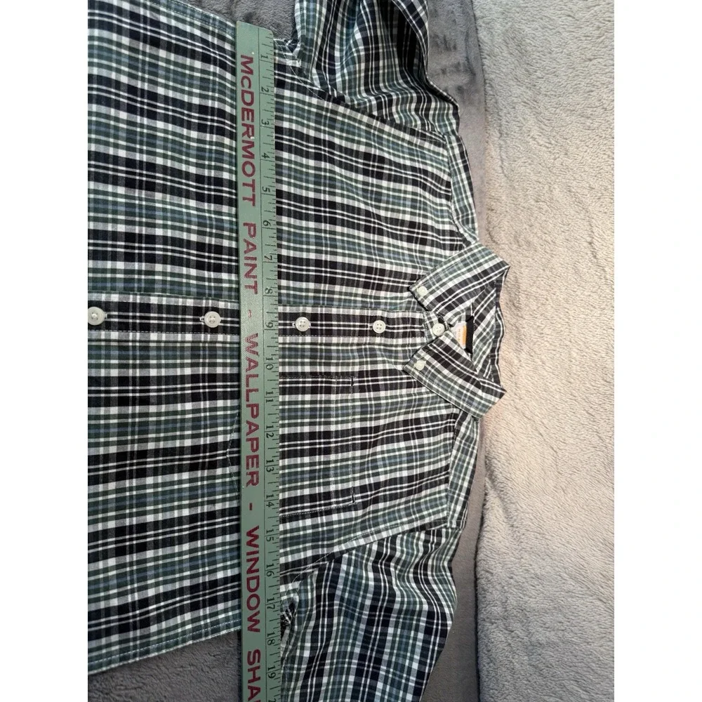 Gymboree Boys M 7/8‎ Shirt Green Plaid collared Button Up Woven Cotton Preppy